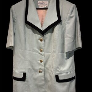 Oleg Cassini Light Blue Blazer with Black Trim